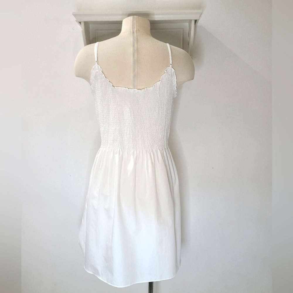 Alexander Wang White 100% Cotton Plunging Spaghetti Strap Sundress Sz L - Picture 3 of 13